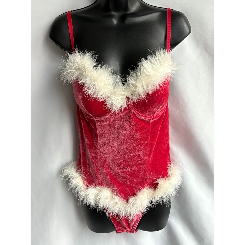 Ava Rose Sexy Santa Bodysuit Lingerie Fur Size L Play Intimates Ms Santa Claus